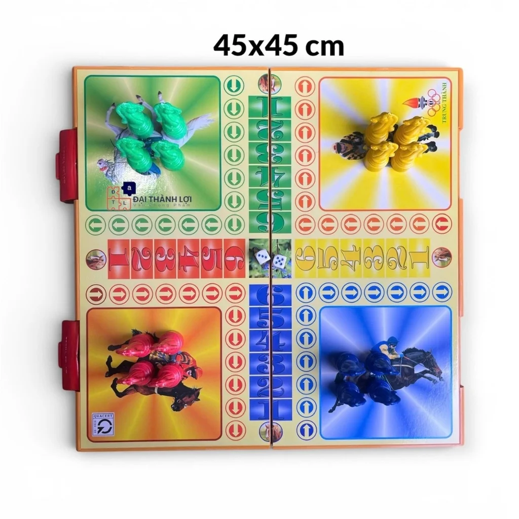 Bộ Cờ Đua Cá Ngựa Hộp Nhựa Cứng Loại Lớn 42x42cm