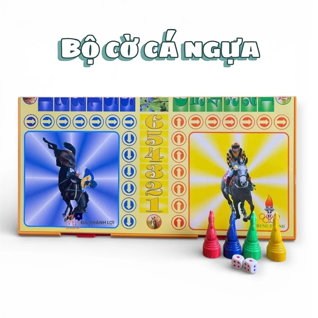 Bộ Cờ Đua Cá Ngựa Hộp Nhựa Cứng Loại Lớn 42x42cm