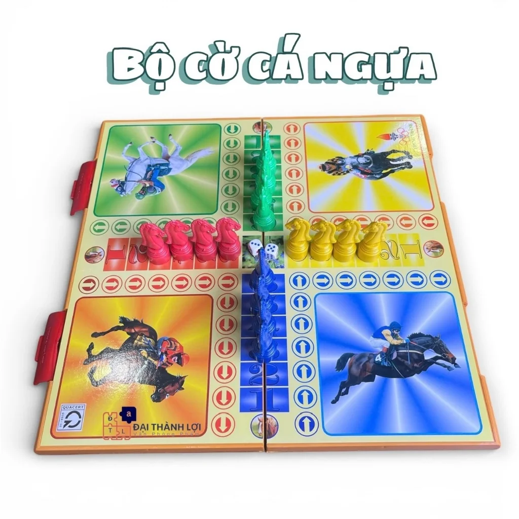 Bộ Cờ Đua Cá Ngựa Hộp Nhựa Cứng Loại Lớn 42x42cm