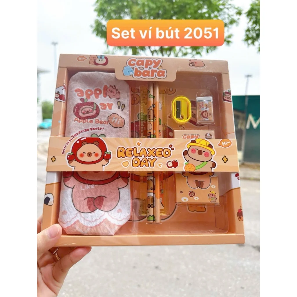 Bộ dụng cụ học tập 7 món cho học sinh (loại đẹp, dày dặn), bộ đồ dùng học tập họa tiết hoạt hình đáng yêu cho bé