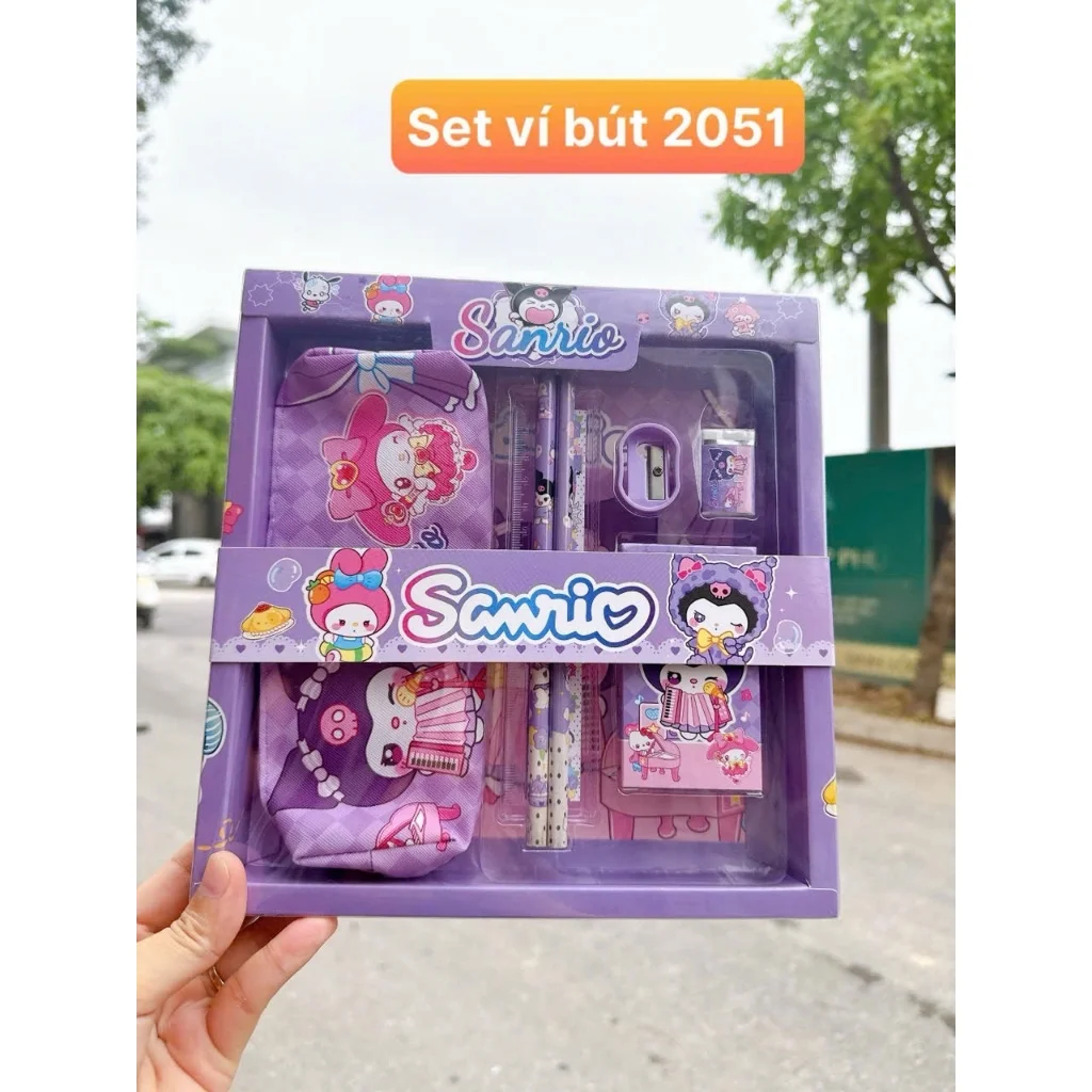 Bộ dụng cụ học tập 7 món cho học sinh (loại đẹp, dày dặn), bộ đồ dùng học tập họa tiết hoạt hình đáng yêu cho bé