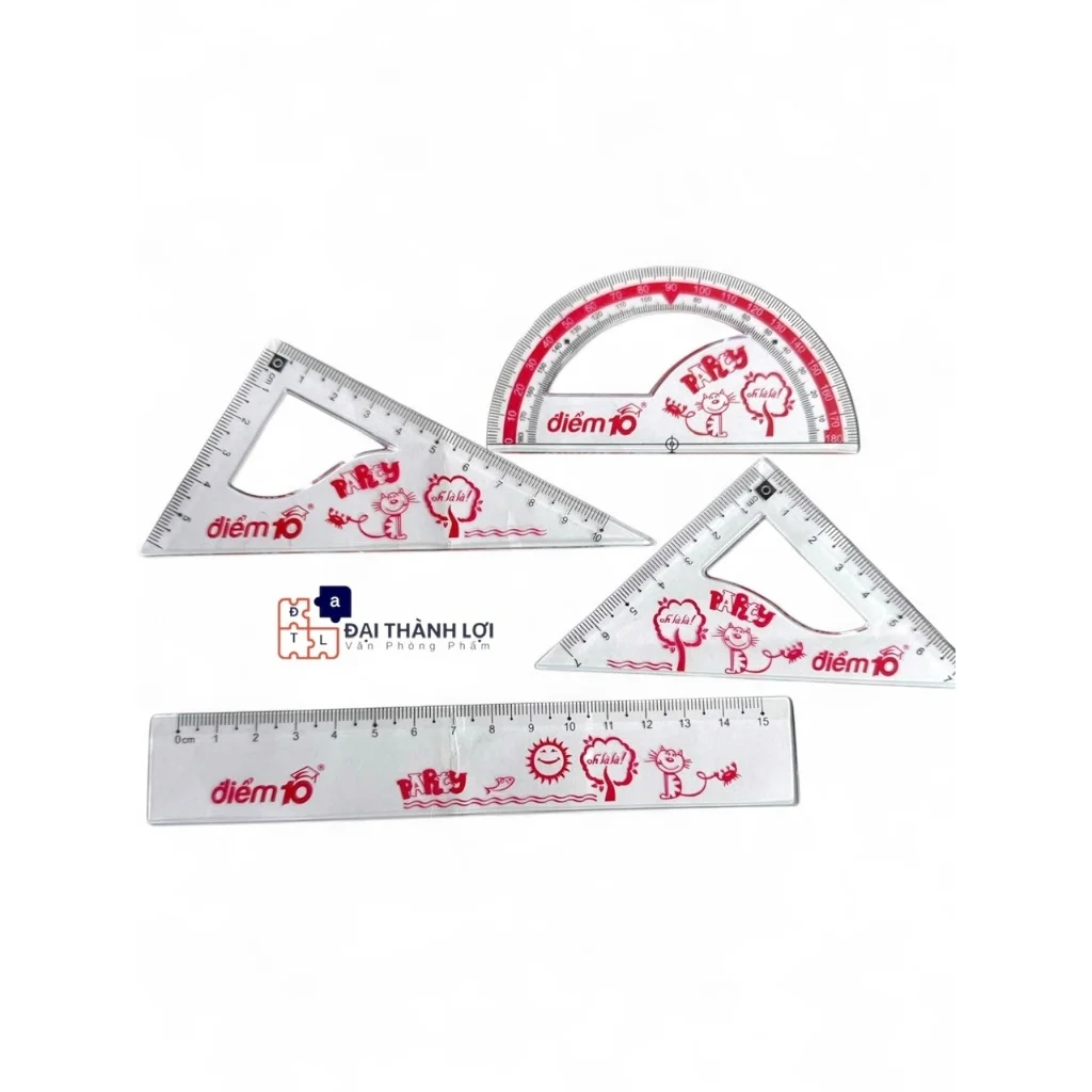 Bộ thước 4 Món Điểm 10 SR-012 / Bộ Eke Thiên Long SR012 4 Sản Phẩm