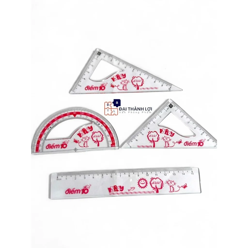 Bộ thước 4 Món Điểm 10 SR-012 / Bộ Eke Thiên Long SR012 4 Sản Phẩm