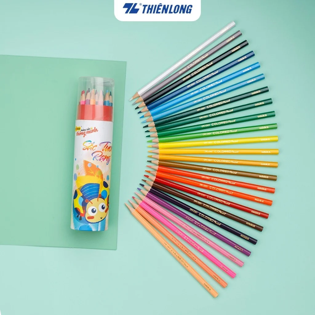Bút Chì Màu Dạng Lon Thiên Long Colokit 12/24/36 Màu Có Chuốt CPC-C020, CPC-C021,C PC-C022
