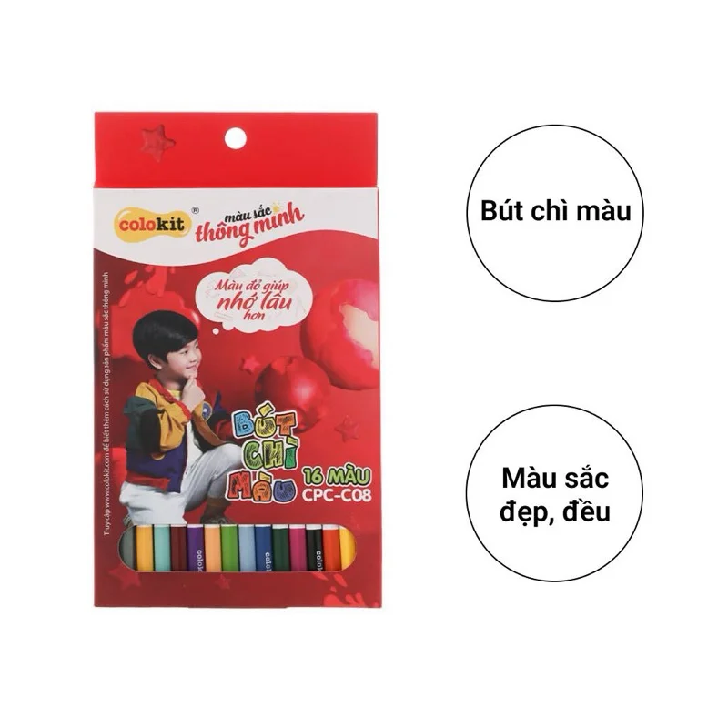 Bút chì màu Thiên Long Colokit 16 Màu CPC-C08 - 16 màu
