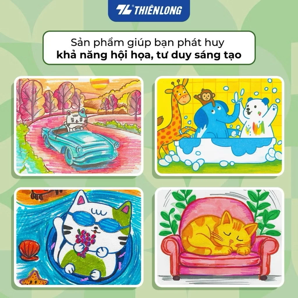 Bút lông 12/24 màu rửa siêu sạch - Ultra Washable Fiber Pen Thiên Long Colokit