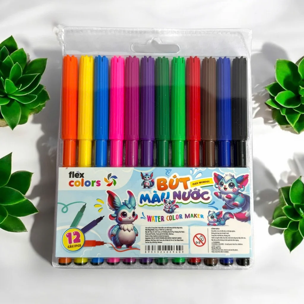 Bút lông màu dành cho học sinh, màu tươi sáng FLEX - WCM001/WCM002 Loại 12, 24màu