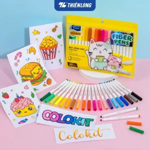 Bút lông màu Fiber Pen Thiên Long Colokit FP-C03 20 màu - Bút lông màu, bút dạ rửa được, mực an toàn tiêu chuẩn Châu Âu