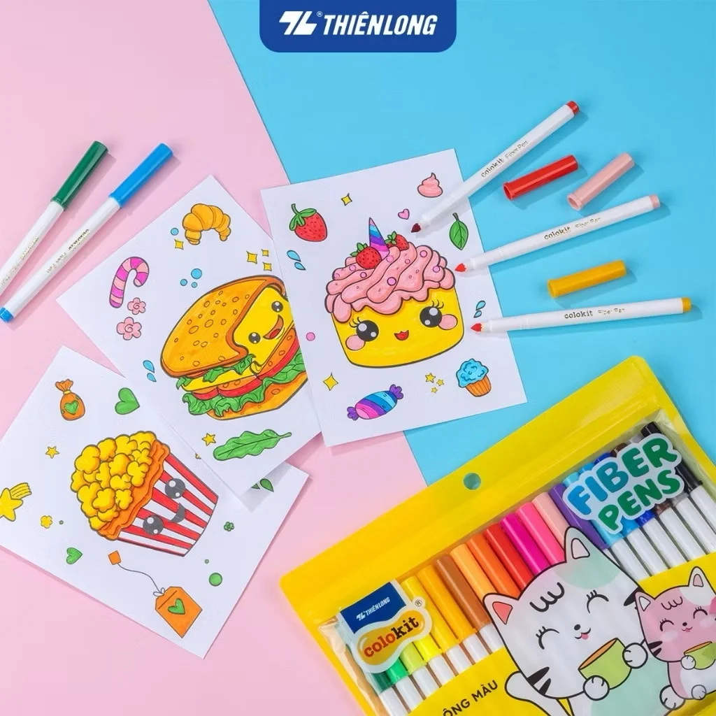 Bút lông màu Fiber Pen Thiên Long Colokit FP-C03 20 màu - Bút lông màu, bút dạ rửa được, mực an toàn tiêu chuẩn Châu Âu