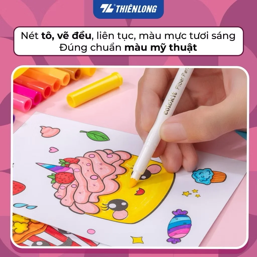 Bút lông màu Fiber Pen Thiên Long Colokit FP-C03 20 màu - Bút lông màu, bút dạ rửa được, mực an toàn tiêu chuẩn Châu Âu