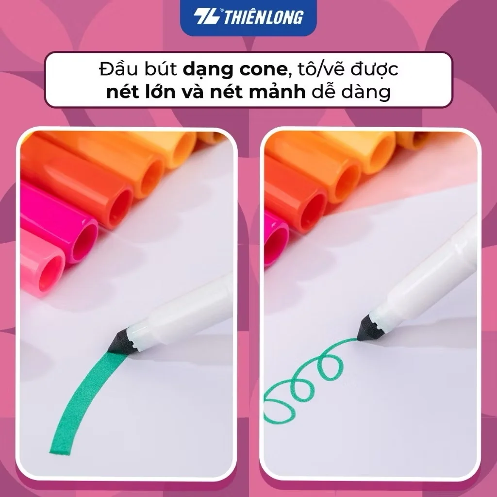 Bút lông màu Fiber Pen Thiên Long Colokit FP-C03 20 màu - Bút lông màu, bút dạ rửa được, mực an toàn tiêu chuẩn Châu Âu