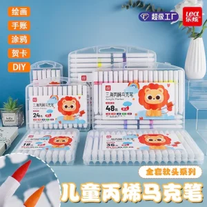Bút Màu Acrylic Marker 12/18/24/36/48/60 Thân Tam Giác Chất Lượng Tốt, Vẽ Được Trên Nhiều Chất Liệu - Đồ Chơi Mỹ Thuật