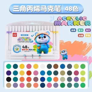 Bút Màu Acrylic Marker 48 Màu Thân TAM GIÁC, Màu Cao Cấp Màu Sắc Tươi Sáng - Bút Lông Màu