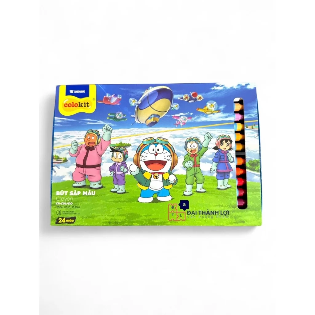 Bút sáp 24 màu Thiên Long CR-C06/D0 màu tươi sáng, màu sáp mịn, an toàn cho bé tô màu, học tập mỹ thuật