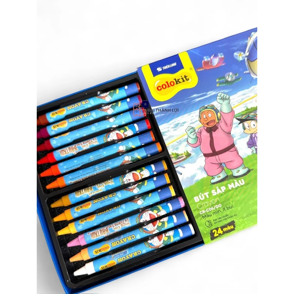 Bút sáp 24 màu Thiên Long CR-C06/D0 màu tươi sáng, màu sáp mịn, an toàn cho bé tô màu, học tập mỹ thuật