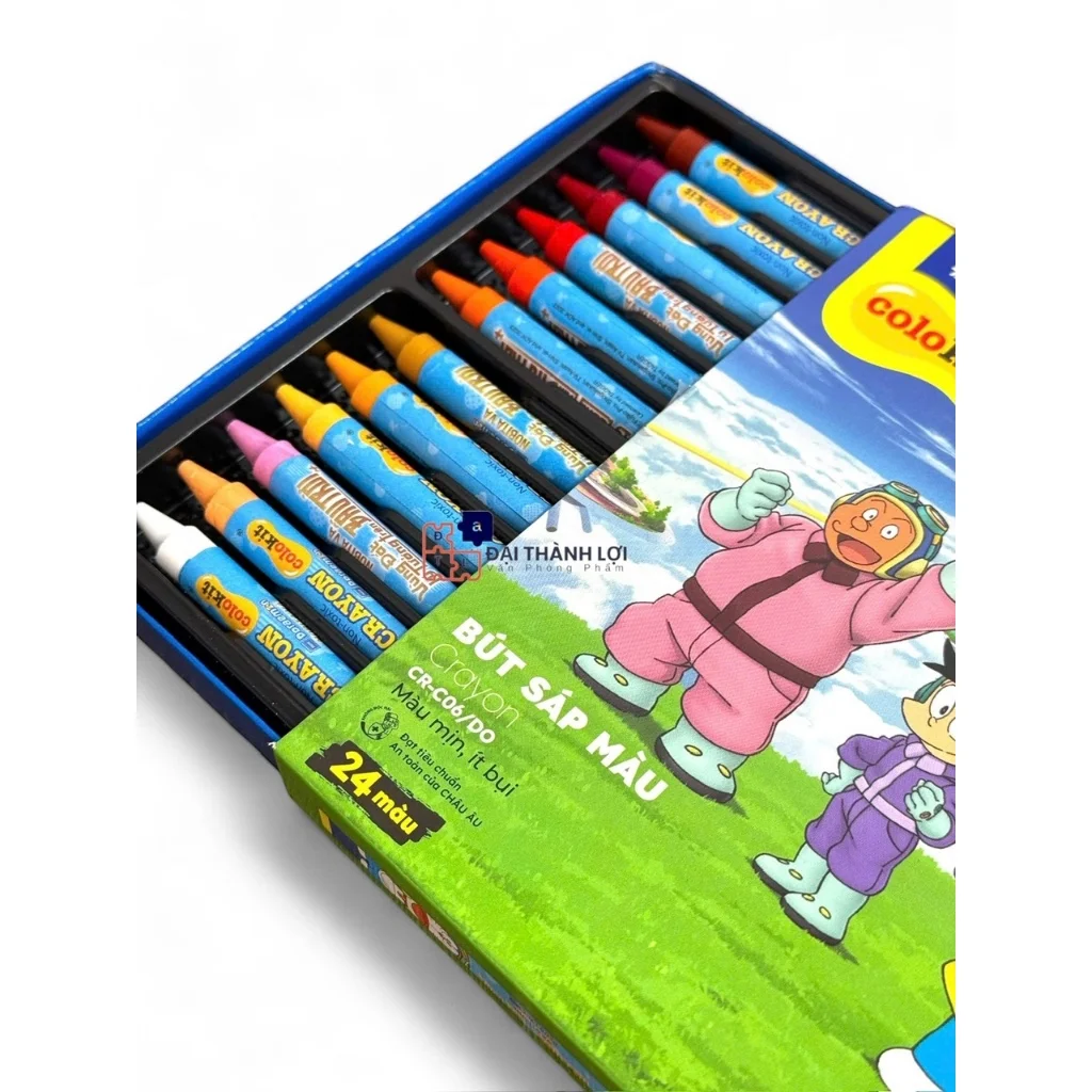 Bút sáp 24 màu Thiên Long CR-C06/D0 màu tươi sáng, màu sáp mịn, an toàn cho bé tô màu, học tập mỹ thuật