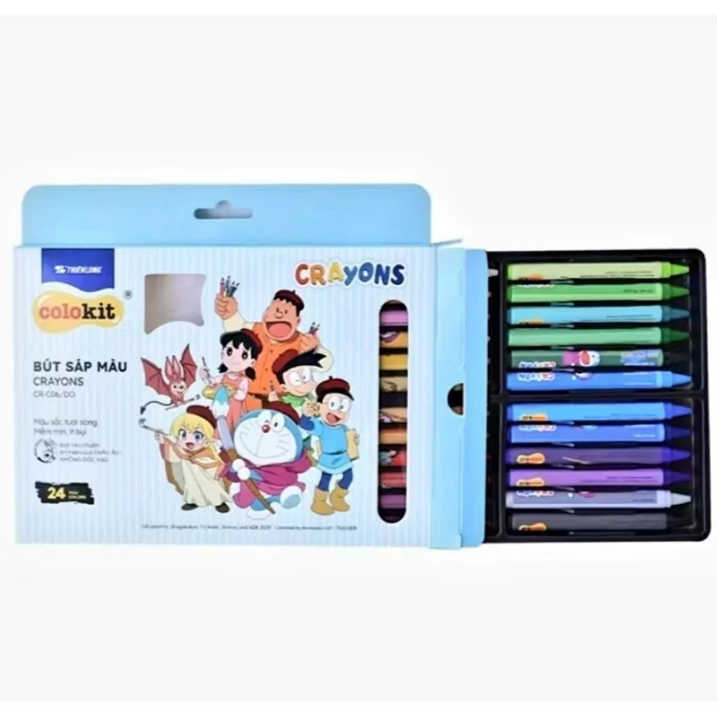 Bút sáp 24 màu Thiên Long CR-C06/D0 màu tươi sáng, màu sáp mịn, an toàn cho bé tô màu, học tập mỹ thuật