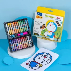 Bút sáp dầu học sinh màu Pastel Thiên Long Colokit phiên bản Doraemon OP-C09/DO 24 màu - tặng kẹp chống bẩn và chuốt sáp