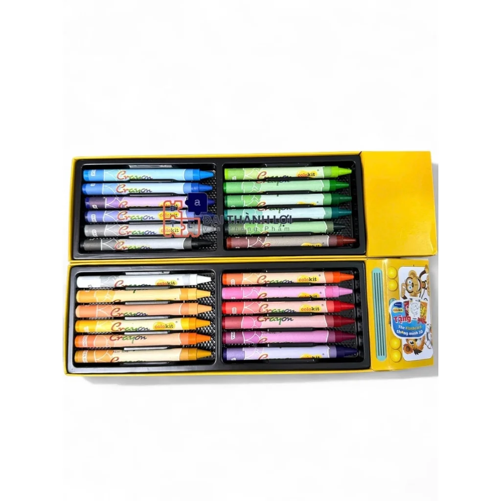 Bút Sáp Màu Colokit CR-C021 24 Màu tươi sáng, màu sáp mịn, an toàn cho bé tô màu, học tập mỹ thuật