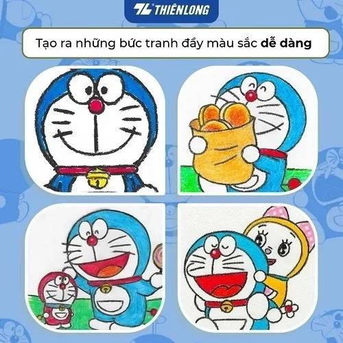 Bút Sáp màu Thiên Long nhân vật Doraemon CR-C05/DO, gồm 18 màu tươi sáng, không độc hại