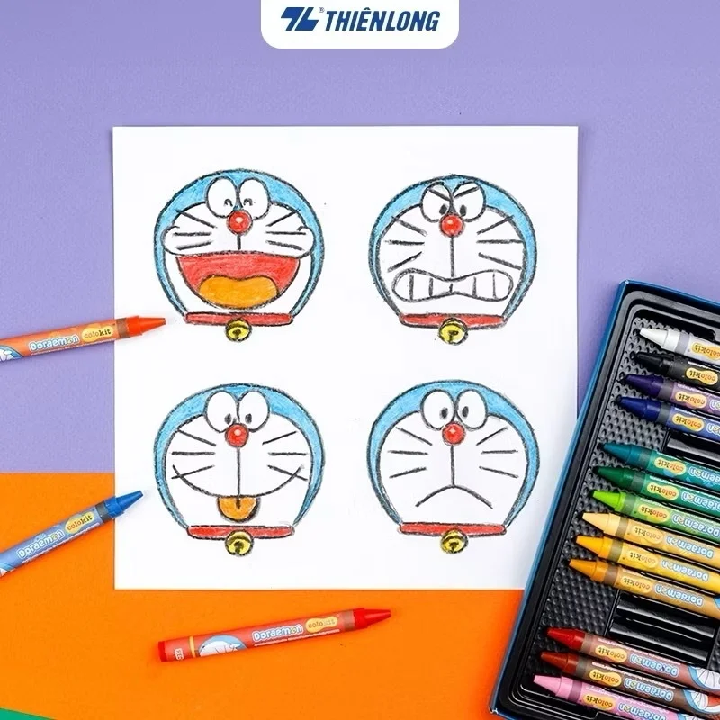 Bút Sáp màu Thiên Long nhân vật Doraemon CR-C05/DO, gồm 18 màu tươi sáng, không độc hại