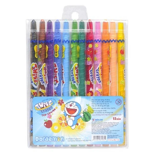 Bút sáp vặn Dài 12 màu Colokit Doraemon TCR-C04/DO Dài 17CM