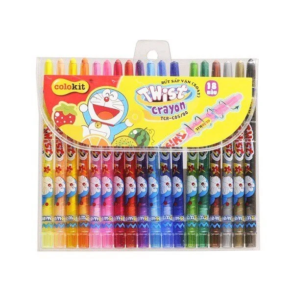 Bút sáp vặn Dài 12 màu Colokit Doraemon TCR-C04/DO Dài 17CM