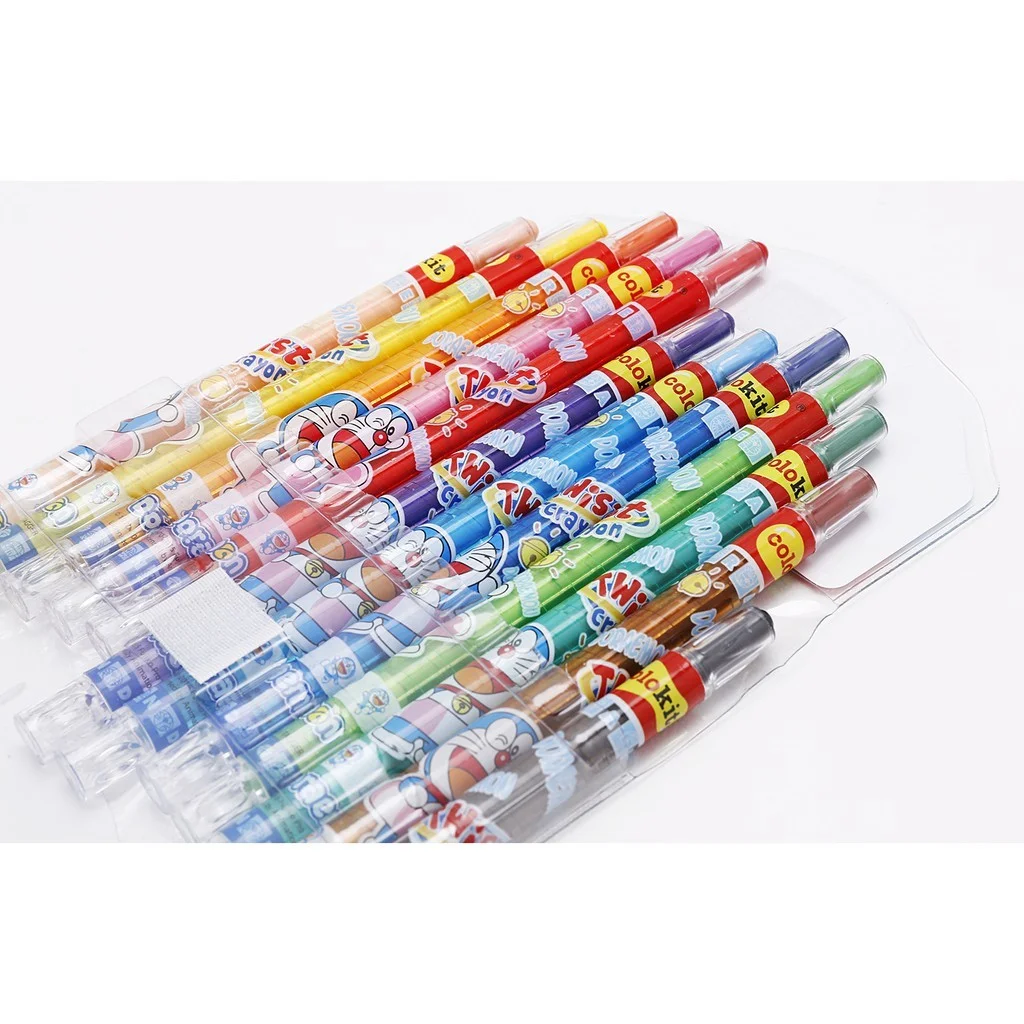 Bút sáp vặn Dài 12 màu Colokit Doraemon TCR-C04/DO Dài 17CM