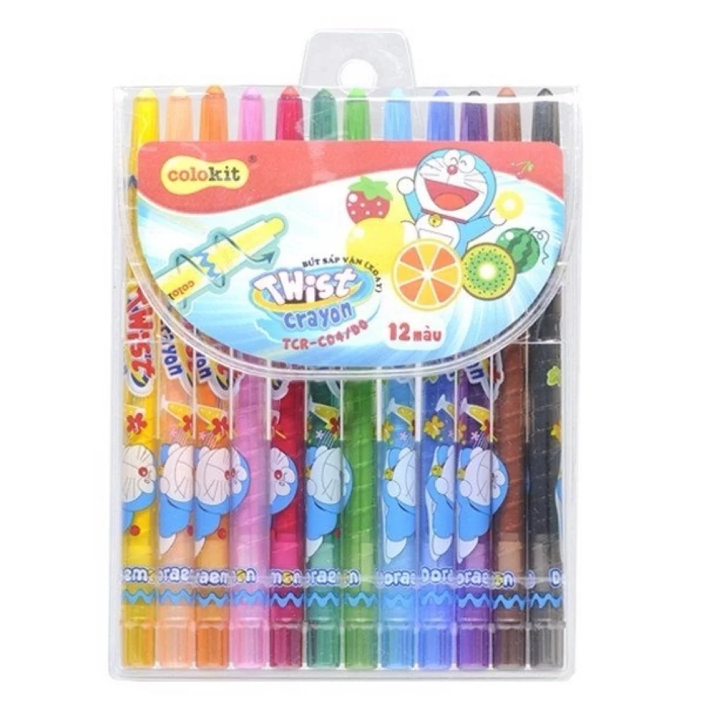 Bút sáp vặn Dài 12 màu Colokit Doraemon TCR-C04/DO Dài 17CM