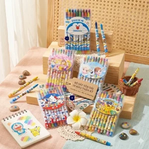 Bút Sáp Vặn 18 Màu Thân Dài (16CM) loại tốt, tô màu đẹp, dễ thương (Bé trai, Bé gái), dễ dàng bảo quản