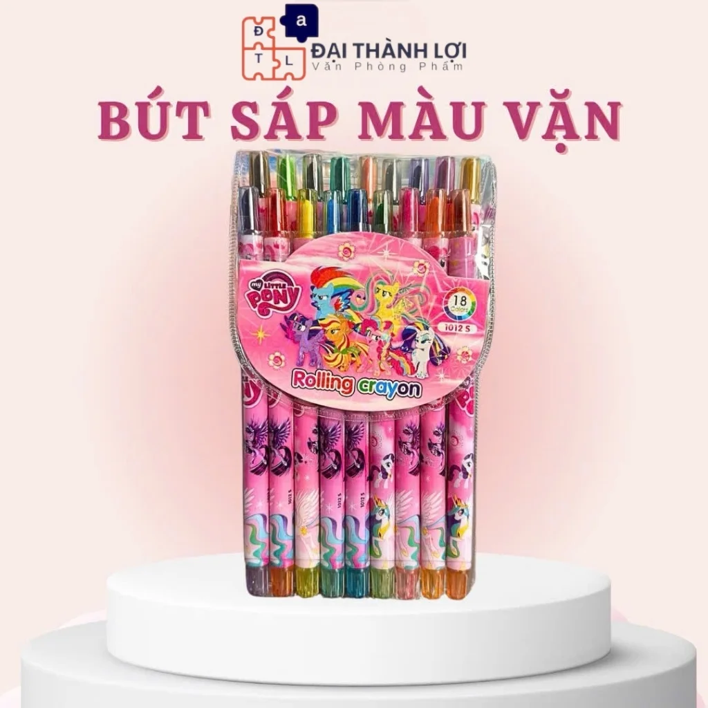 Bút Sáp Vặn 18 Màu Thân Dài (16CM) loại tốt, tô màu đẹp, dễ thương (Bé trai, Bé gái), dễ dàng bảo quản