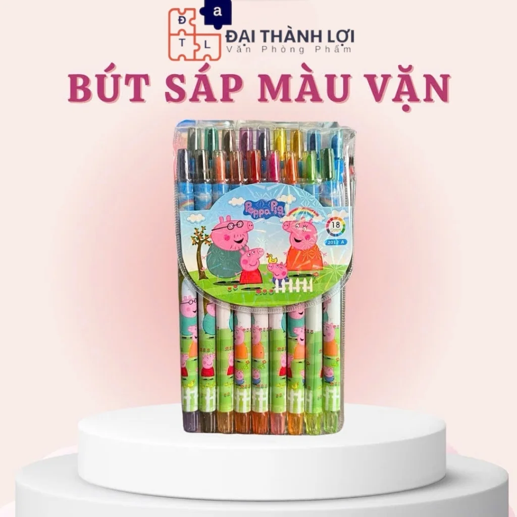 Bút Sáp Vặn 18 Màu Thân Dài (16CM) loại tốt, tô màu đẹp, dễ thương (Bé trai, Bé gái), dễ dàng bảo quản