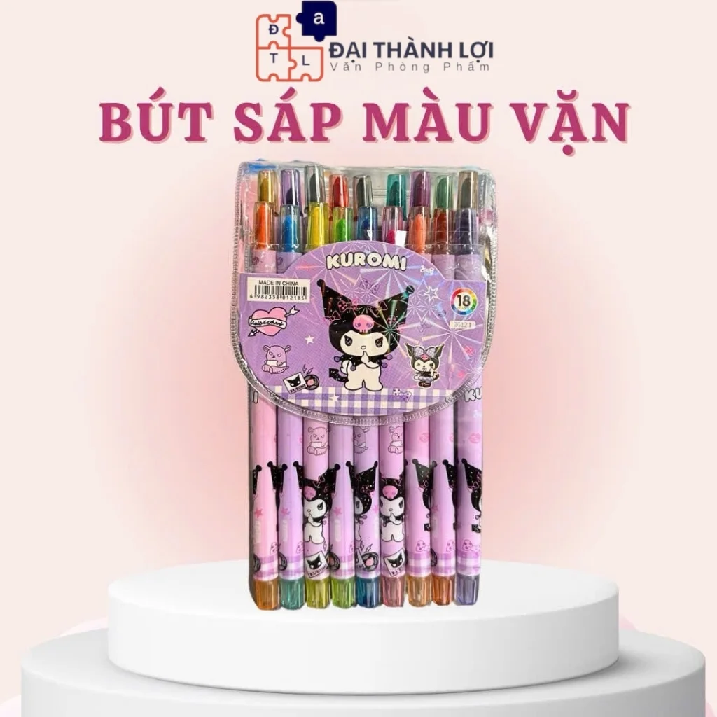 Bút Sáp Vặn 18 Màu Thân Dài (16CM) loại tốt, tô màu đẹp, dễ thương (Bé trai, Bé gái), dễ dàng bảo quản