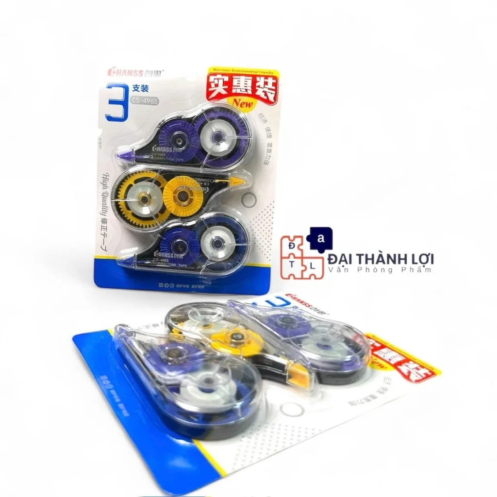 Bút Viết Xóa Kéo Vỉ 3 Cái Chanss CS-4965 Hàng Cao Cấp
