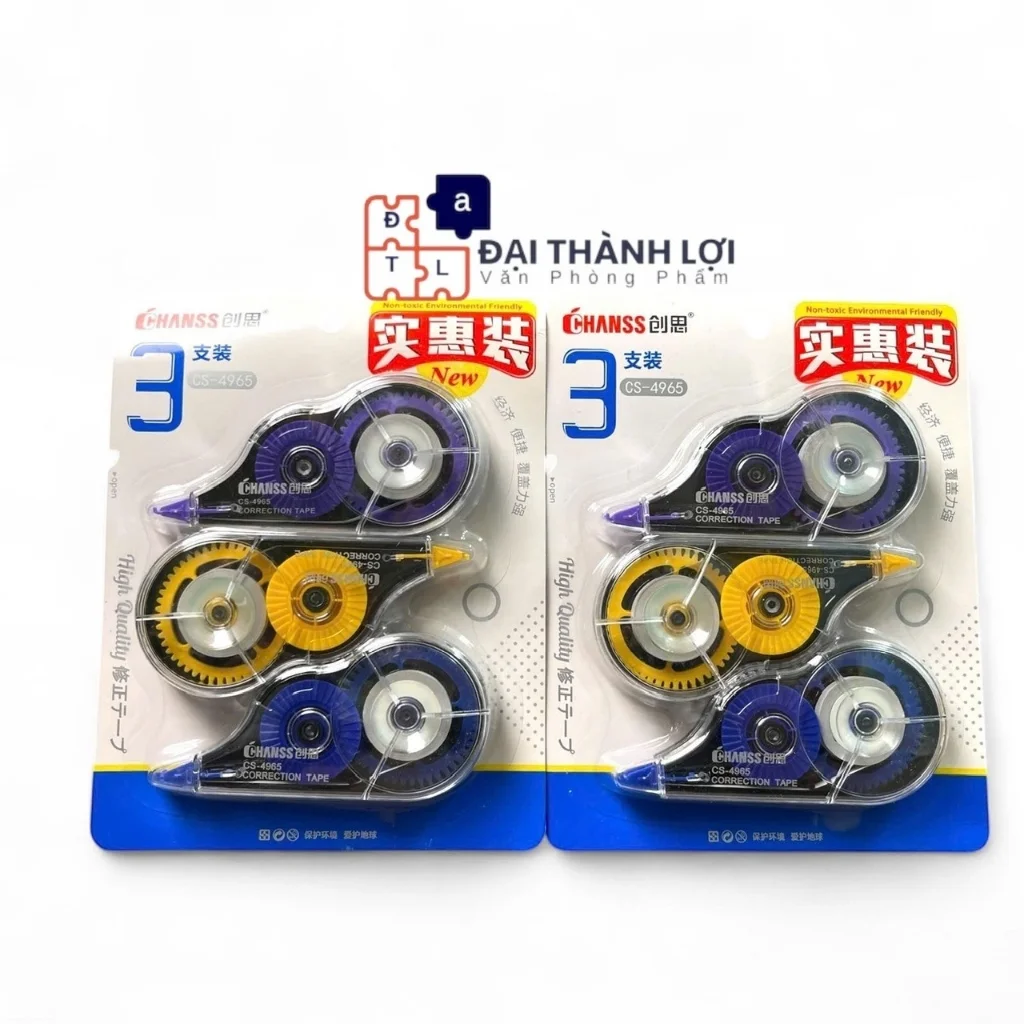 Bút Viết Xóa Kéo Vỉ 3 Cái Chanss CS-4965 Hàng Cao Cấp