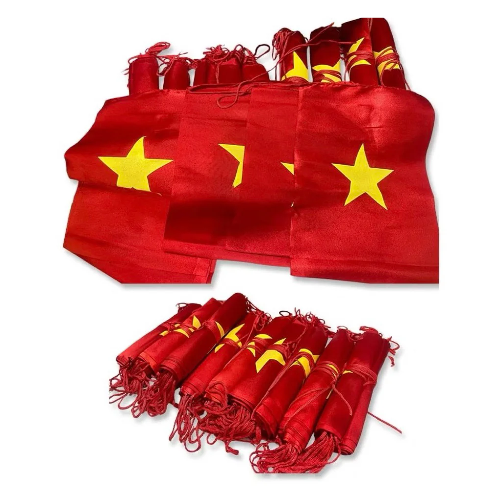 Cờ dây tổ quốc sao, đảng, cờ tổ quốc vải phi bóng in 2 mặt, hàng loại 1 dài 10m