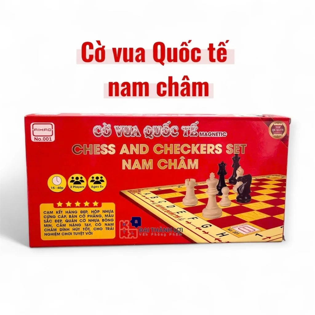 Bàn Cờ Vua Nam Châm dính quân cờ Hộp Nhựa gấp gọn kích thước 28cm x 28cm Aihao chính hãng cao cấp