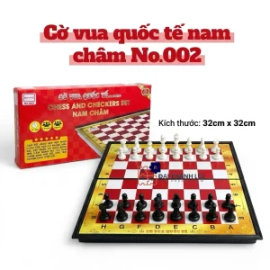 Bàn Cờ Vua Nam Châm Loại Lớn Hộp Nhựa gấp gọn kích thước 32cm x 32cm Aihao chính hãng cao cấp