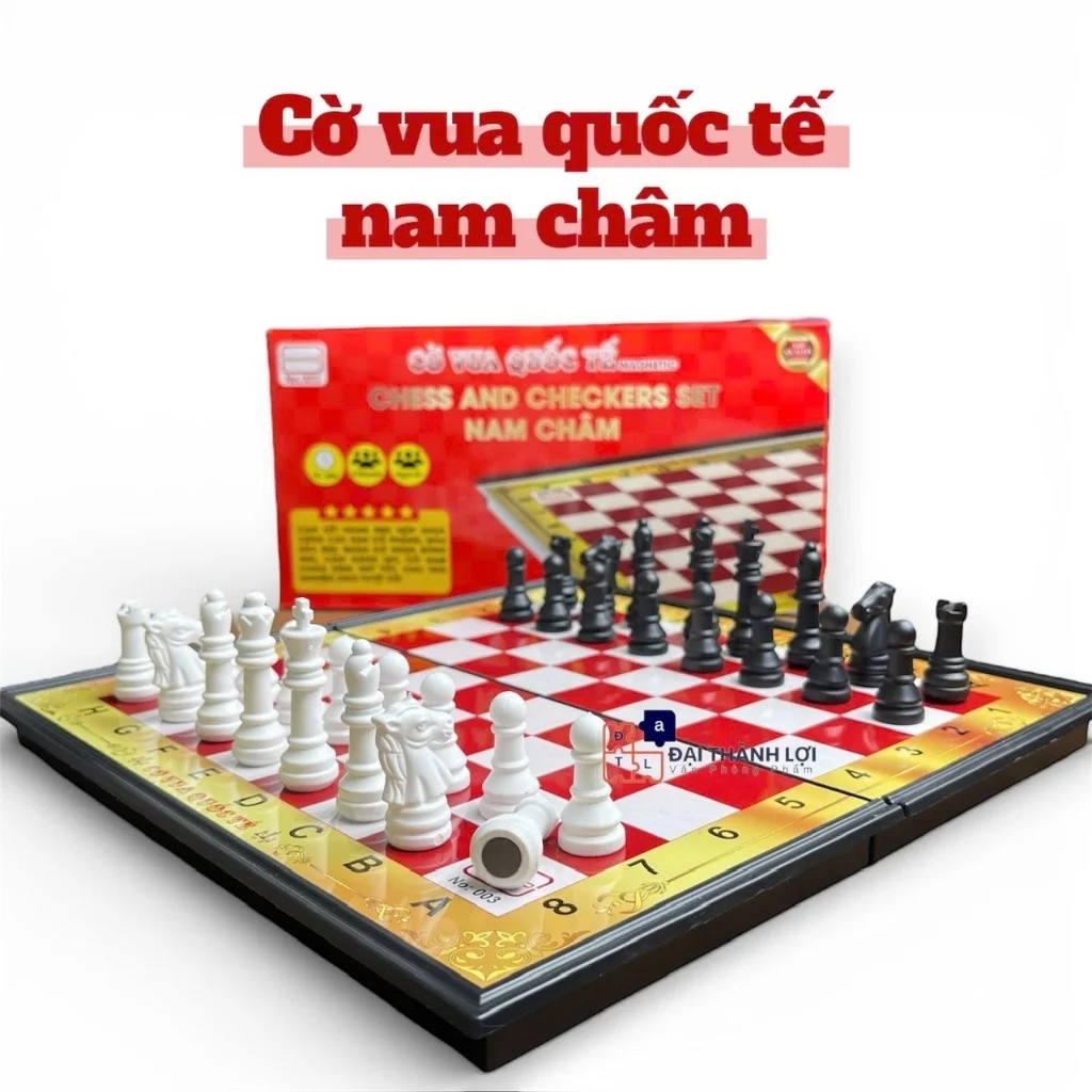 Bàn Cờ Vua Nam Châm Loại Lớn Hộp Nhựa gấp gọn kích thước 32cm x 32cm Aihao chính hãng cao cấp