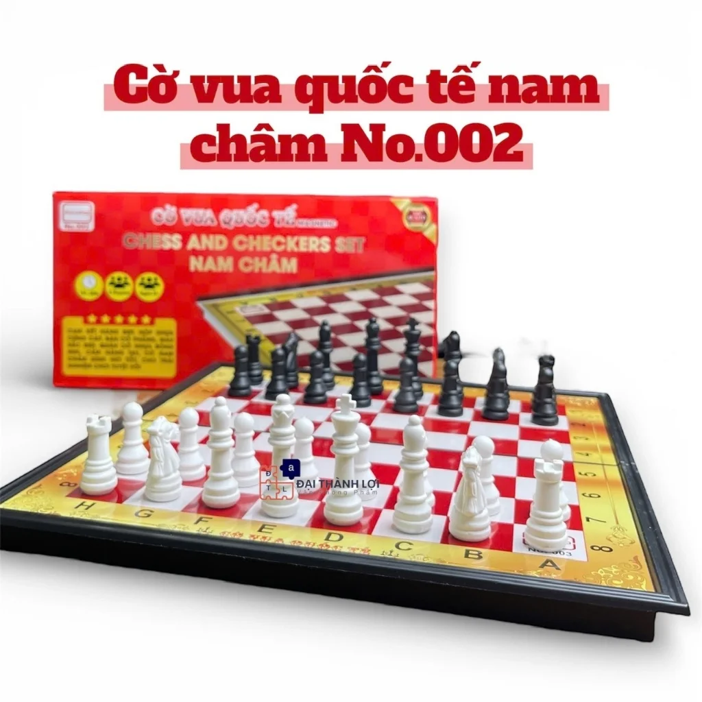 Bàn Cờ Vua Nam Châm Loại Lớn Hộp Nhựa gấp gọn kích thước 32cm x 32cm Aihao chính hãng cao cấp
