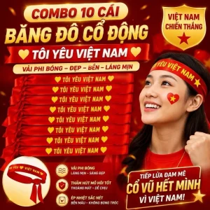 Băng Đô Tôi Yêu Việt Nam đeo đầu cổ vũ bóng đá, lễ hội, Quốc Khánh 2/9, 30/4 Vải Phi Bóng Đẹp Láng