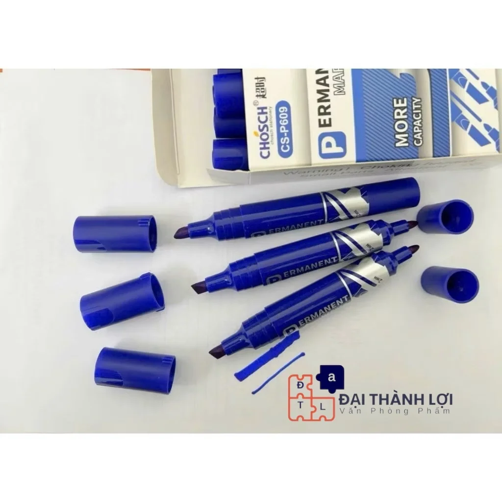 Bút Lông Dầu 2 Đầu Lớn Chosch CS-609 xanh/đỏ/đen(