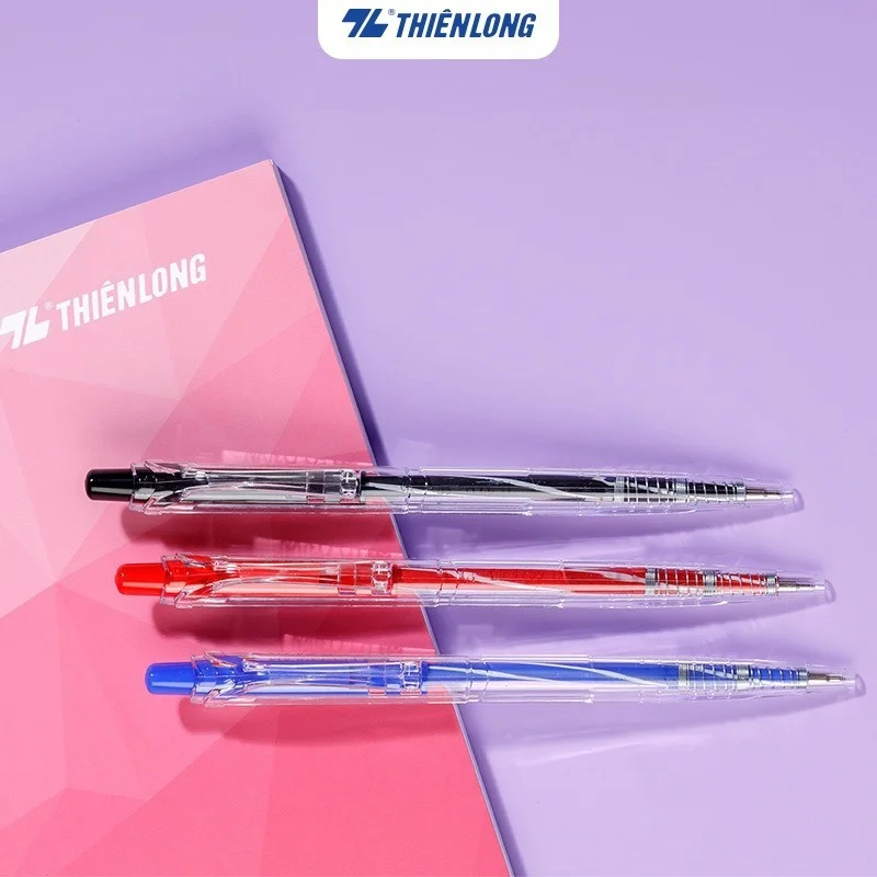 Bút bi Thiên Long FO-03/VN ngòi 0.5mm mực xanh/đỏ/đen cấu tạo 3 cạnh, mực không độc hại tiêu chuẩn quốc tế
