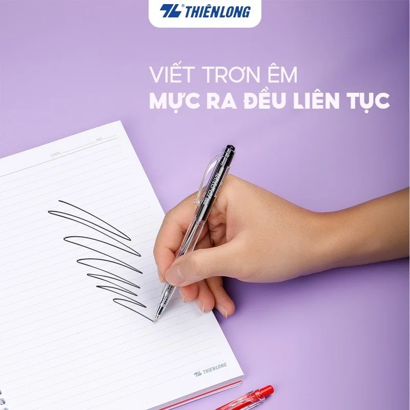 Bút bi Thiên Long FO-03/VN ngòi 0.5mm mực xanh/đỏ/đen cấu tạo 3 cạnh, mực không độc hại tiêu chuẩn quốc tế