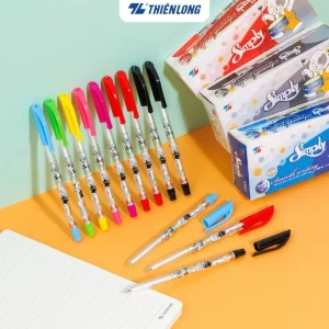 Bút bi Thiên Long TL-062 ngòi 0.38mm mực xanh/đỏ/đen có nắp đậy, đầu bi nhỏ tạo nét viết thanh mảnh