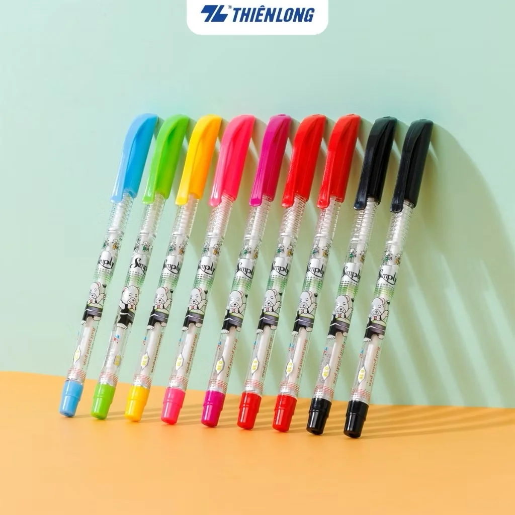 Bút bi Thiên Long TL-062 ngòi 0.38mm mực xanh/đỏ/đen có nắp đậy, đầu bi nhỏ tạo nét viết thanh mảnh