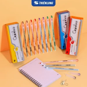 Bút bi Thiên Long TL-093 ngòi 0.6mm mực xanh/đỏ/đen có nắp đậy, trọng lượng nhẹ phù hợp tốc kí