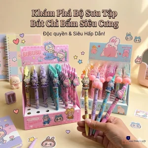 Bút chì bấm hoạt hình kèm Charm Cute - Ngòi 0.5mm mượt êm, chuyên dụng cho thi cử