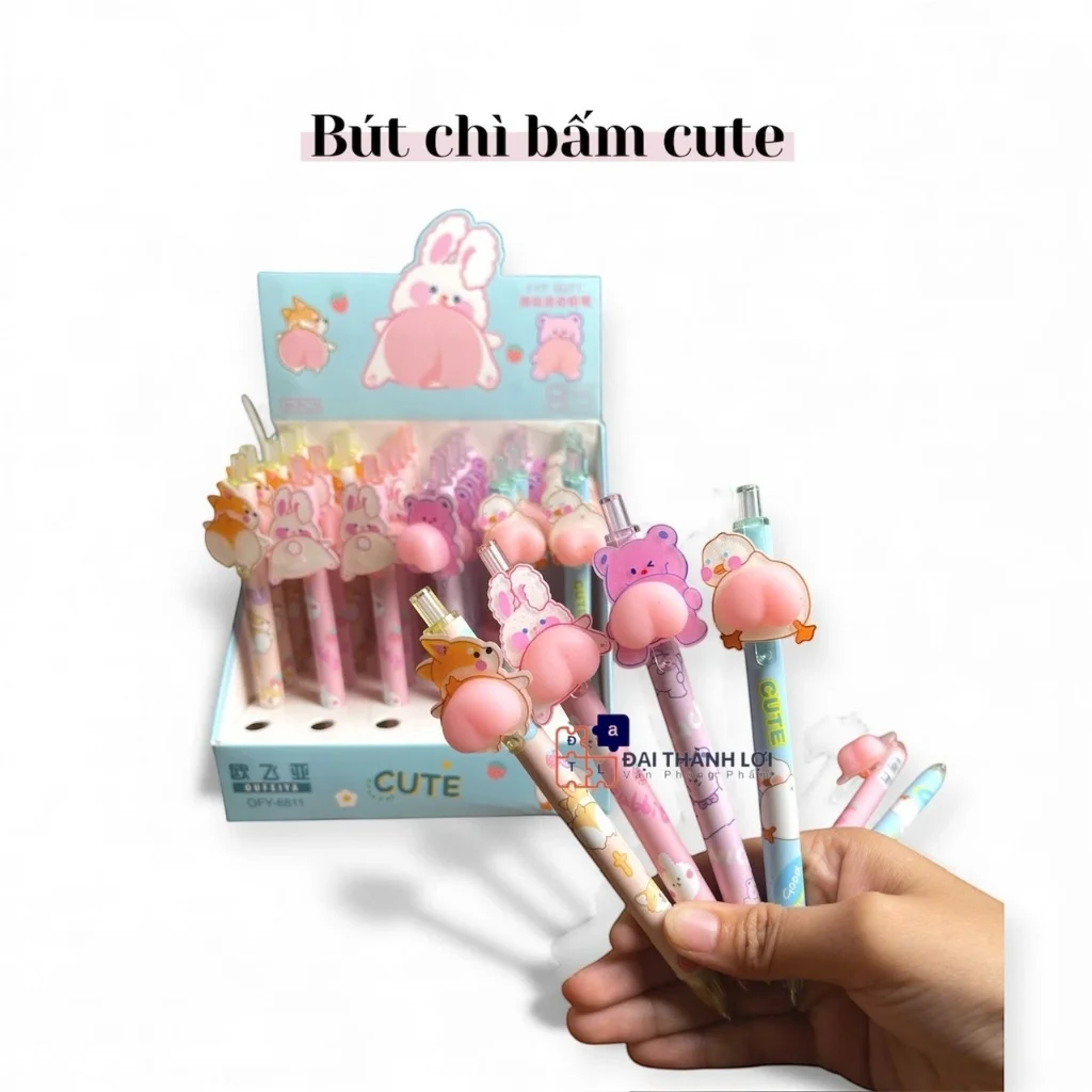 Bút chì bấm hoạt hình kèm Charm Cute - Ngòi 0.5mm mượt êm, chuyên dụng cho thi cử