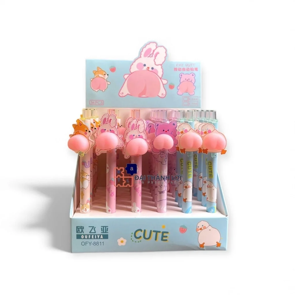 Bút chì bấm hoạt hình kèm Charm Cute - Ngòi 0.5mm mượt êm, chuyên dụng cho thi cử